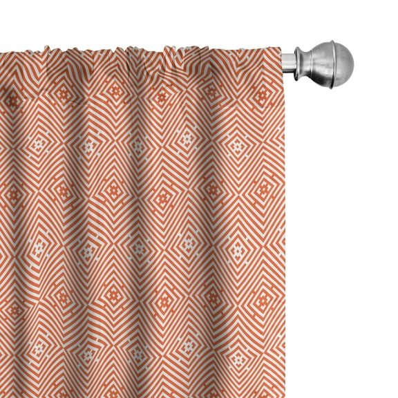 Ambesonne Burnt Orange Curtains, Bullseye Rhombus, Pair of 28"x63", Burnt Orange and White