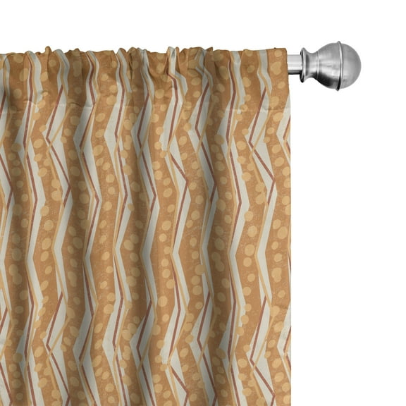Ambesonne Burnt Orange Curtains, Chevron Zigzag Print, Pair of 28"x95", Burnt Orange Off White