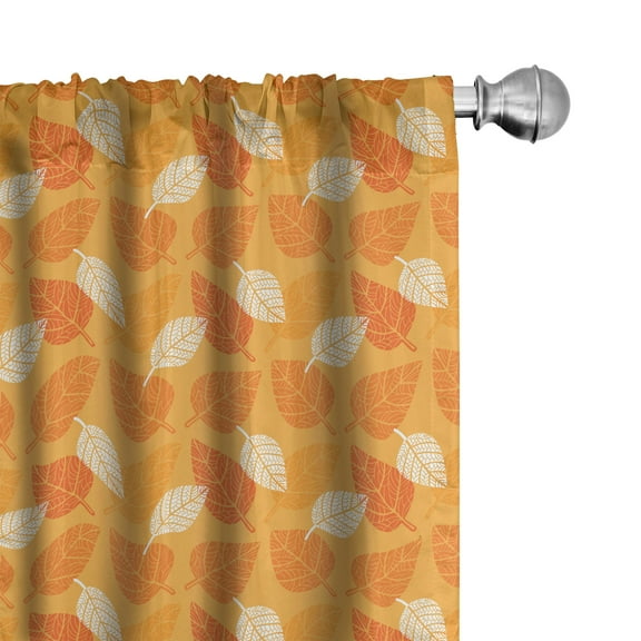Ambesonne Burnt Orange Curtains, Foliage Nature Theme, Pair of 28"x95", Burnt Orange Orange