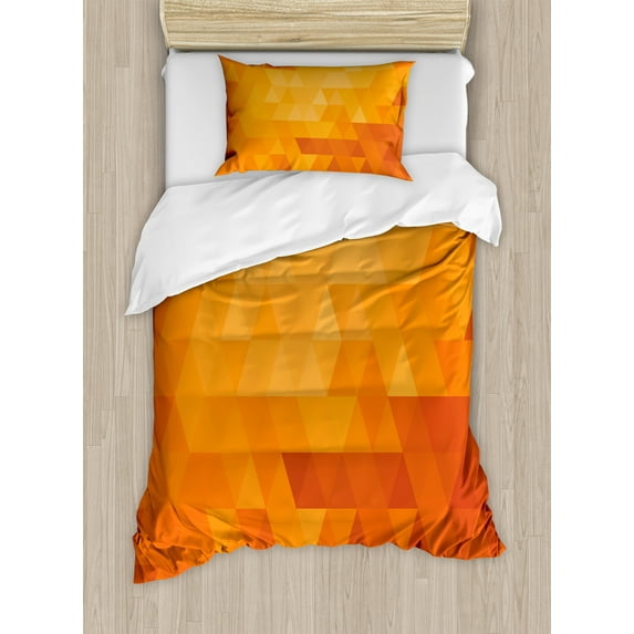 Ambesonne Burnt Orange Duvet Cover Sets, Shapes and Patterns, 2-Twin, Burnt Orange