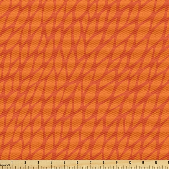 Ambesonne Burnt Orange Fabric by the Yard Upholstery, Nature Growth Leaves, 2 Yards, Orange Burnt Orange
