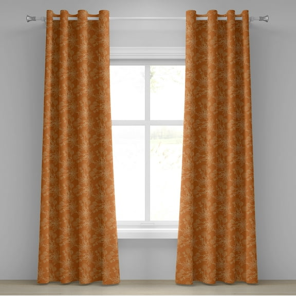 Ambesonne Burnt Orange Grommet Curtain, Dandelion Poppy, 50" x 120", Burnt Orange and White