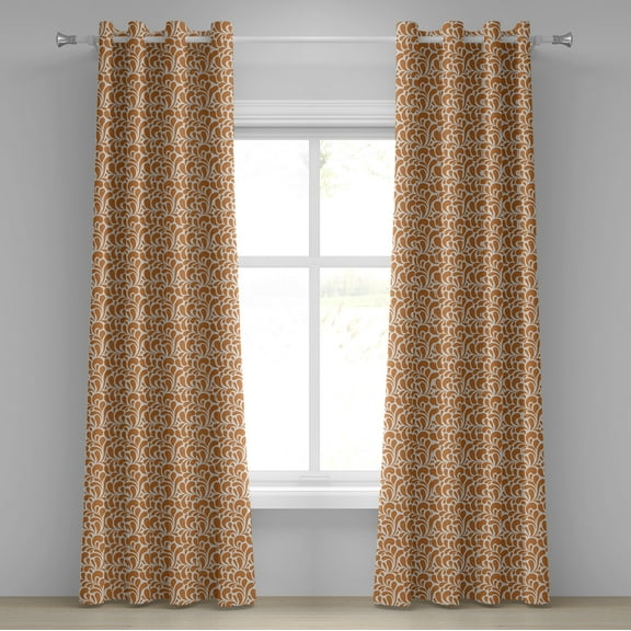 Ambesonne Burnt Orange Grommet Curtain, Middle East Motifs, 50" x 108", Ginger and White