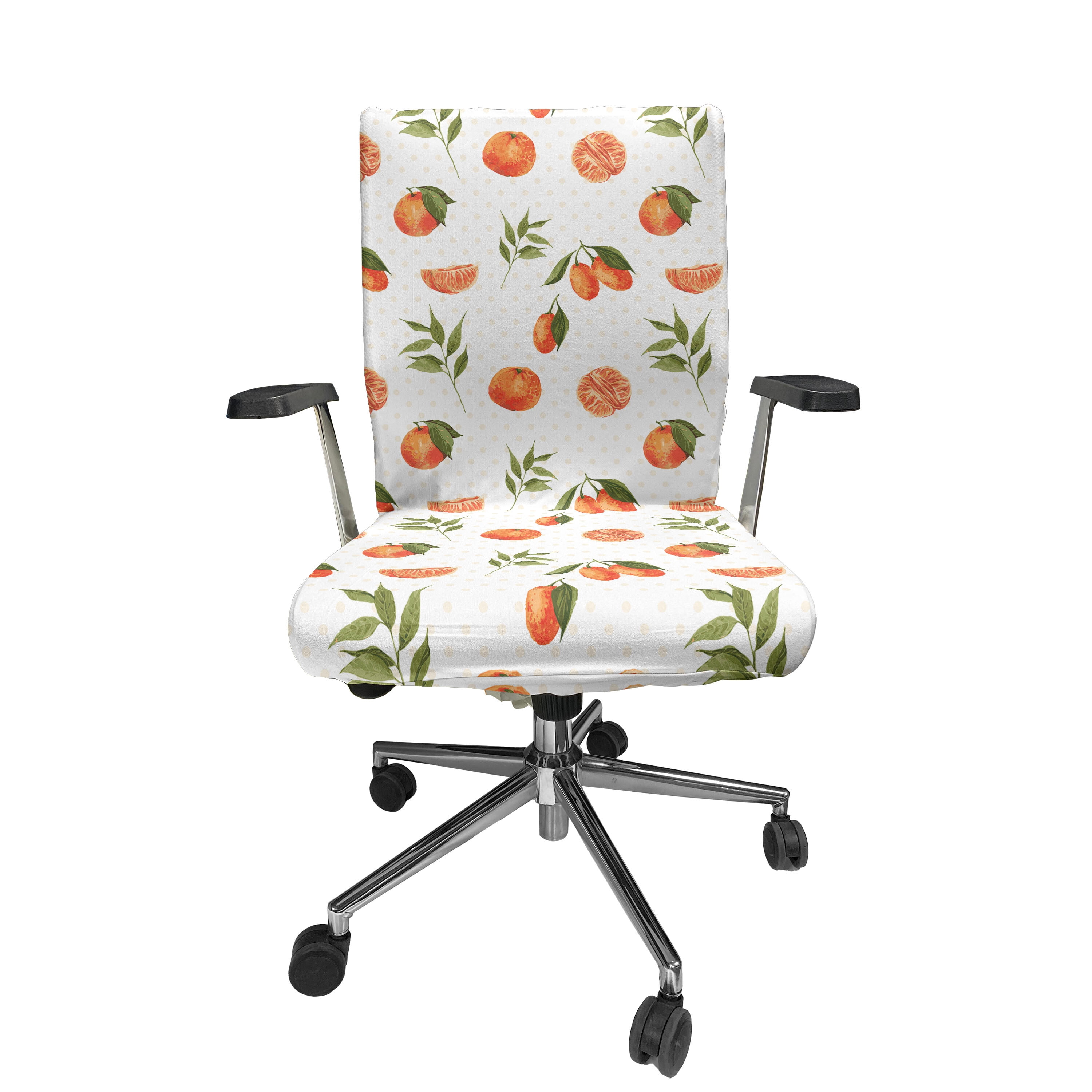 Ambesonne Burnt Orange Office Chair Cover Stretchable High Back Watercolor Fruits Burnt Orange Fern Green Walmart