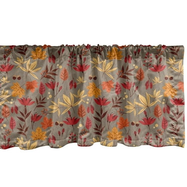 Ambesonne Burnt Orange Window Valance, Autumn Nature Foliage, 54" X 12", Umber and Multicolor