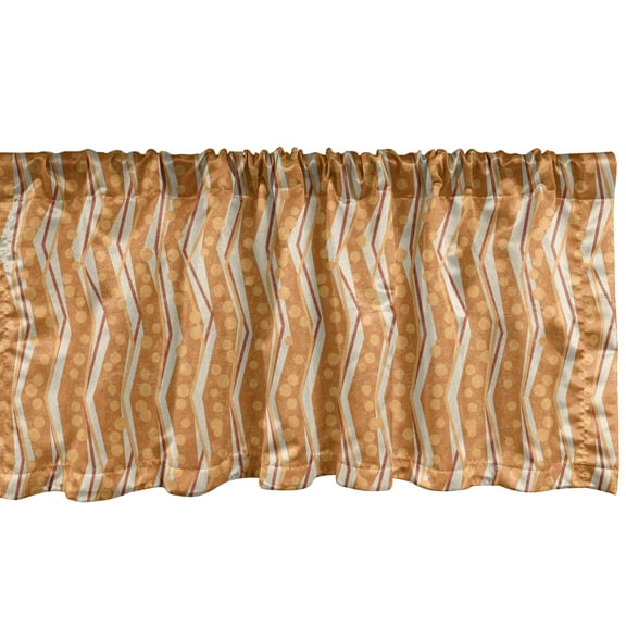 Ambesonne Burnt Orange Window Valance, Chevron Zigzag Print, 54" X 12", Burnt Orange Off White