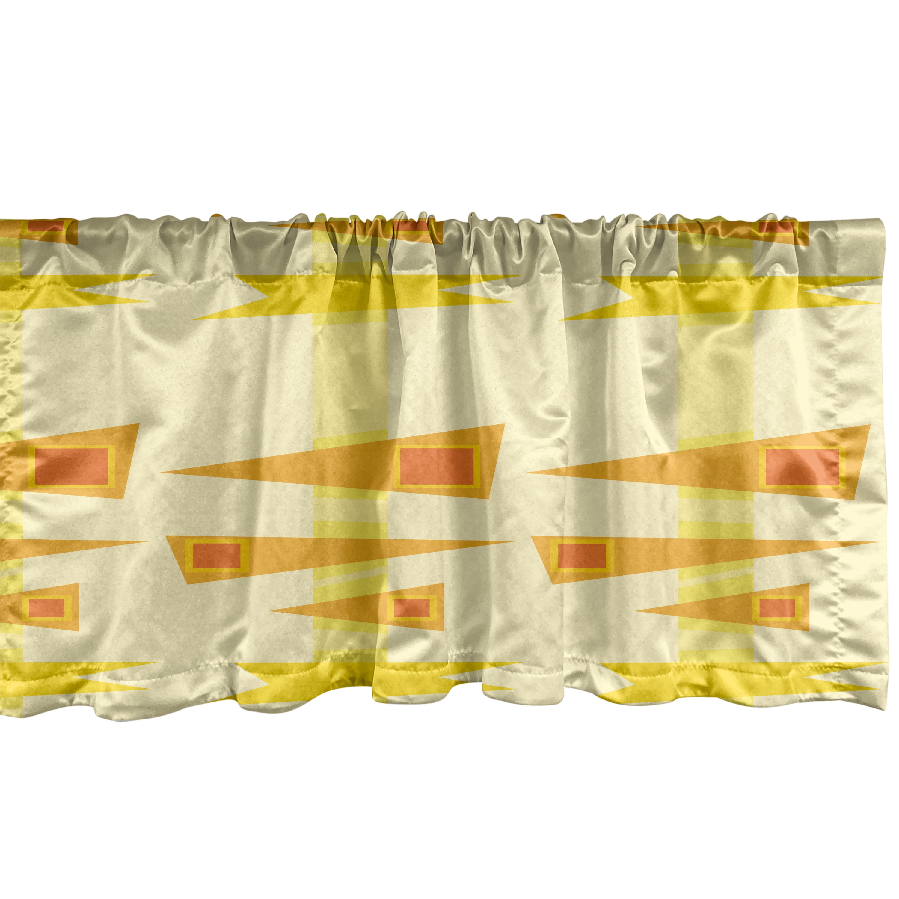 Yellow Marigold and Cream Satin Polyester Rod Pocket Valance