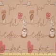 thumbnail image 1 of Ambesonne But First Coffee Fabric by the Yard Microfiber, Line Drawing Items, 2 Yards, Pastel Pink Pastel Brown, 1 of 2