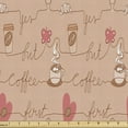 thumbnail image 1 of Ambesonne But First Coffee Fabric by the Yard Upholstery, Line Drawing Items, 5 Yards, Pastel Pink Pastel Brown, 1 of 5