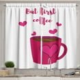 thumbnail image 1 of Ambesonne But First Coffee Kitchen Curtains, Text and Hearts, 55"x45", Hot Pink Dark Cocoa, 1 of 1