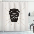 thumbnail image 1 of Ambesonne But First Coffee Shower Curtain, Retro Mug Design, 69"Wx84"L, Dark Brown Cinnamon, 1 of 3