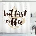 thumbnail image 1 of Ambesonne But First Coffee Shower Curtain, Saying Grunge Mug, 69"Wx75"L, White Beige, 1 of 5