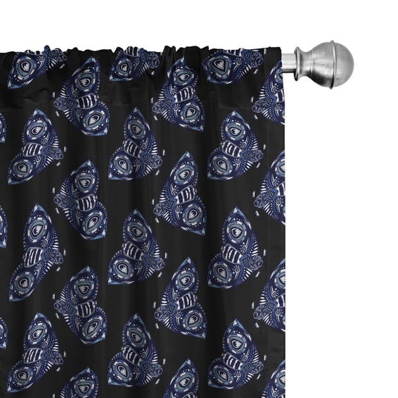 Ambesonne Butterflies Curtains, Animals Darkened Back, Pair of 28"x63", Charcoal Grey and Indigo