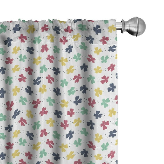 Ambesonne Butterflies Curtains, Dots Spring Animals, Pair of 28"x63", Seafoam Mustard Blue