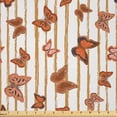thumbnail image 1 of Ambesonne Butterflies Fabric by the Yard Microfiber, Stripes Flies Layout, 5 Yards, White Amber Pale Redwood, 1 of 2
