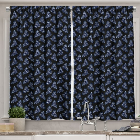 Ambesonne Butterflies Kitchen Curtains, Animals Darkened Back, 55"x36", Charcoal Grey and Indigo