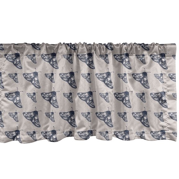 Ambesonne Butterflies Window Valance, Animals Flora Pattern, 42" x 12", Pale Eggshell and Purpleblue