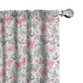thumbnail image 1 of Ambesonne Butterfly 4-Panel Curtains, Abstract Nature Depiction, 56"x84", Grey Pink White, 1 of 4