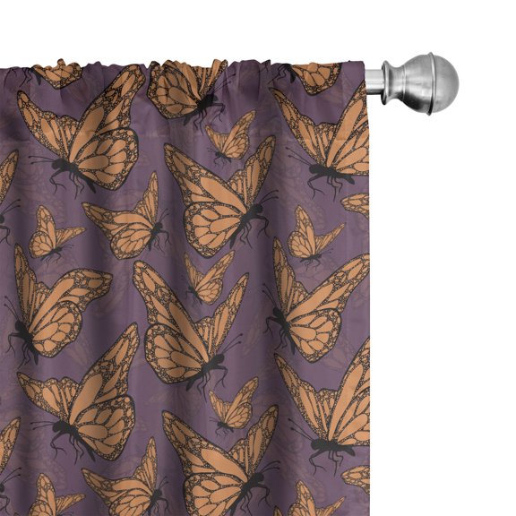 Ambesonne Butterfly 4-Panel Curtains, Insect with Dotted Wings, 56"x63", Pale Eggplant Multicolor