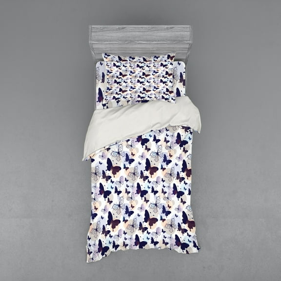 Ambesonne Butterfly Bedding Set 3 Pcs, Pastel, Twin XL, Multicolor