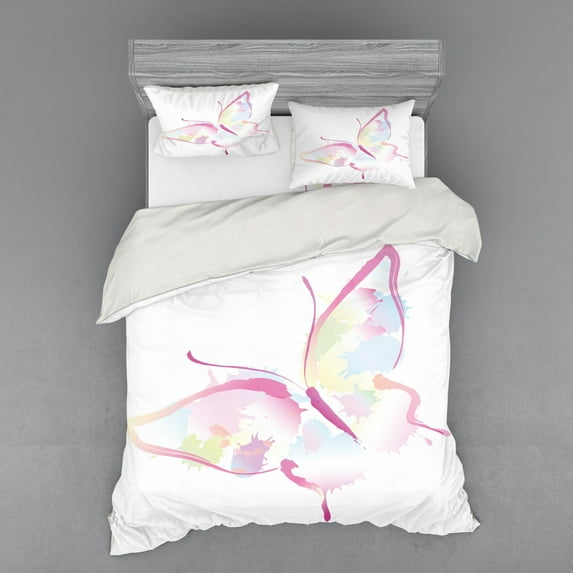 Ambesonne Butterfly Bedding Set 4 Pcs, Nature Spring, Queen, Multicolor