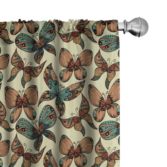 Ambesonne Butterfly Curtains, Abstract Art Wings, Pair of 28"x95", Multicolor