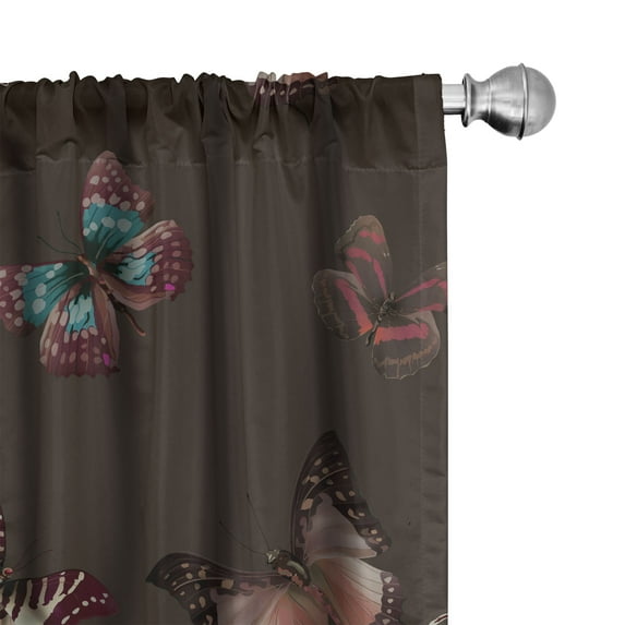 Ambesonne Butterfly Curtains, Butterflies Brown Shades, Pair of 28"x95", Cocoa Blush Coral