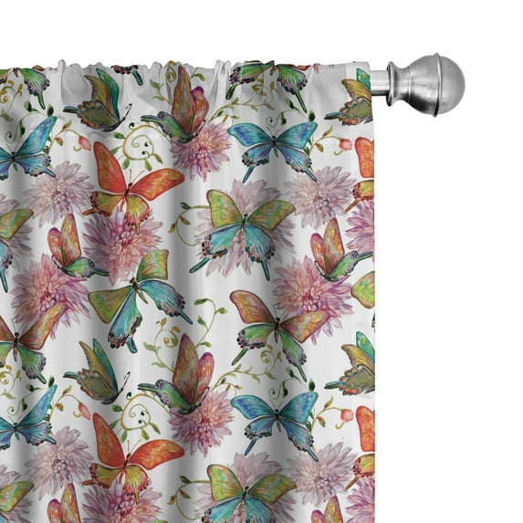 Ambesonne Butterfly Curtains, Carnations Vintage, Pair of 28"x95", Multicolor