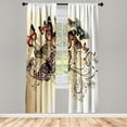 thumbnail image 1 of Ambesonne Butterfly Curtains, Monarch Butterfly Pattern, Pair of 28"x63", Camel Ivory, 1 of 2