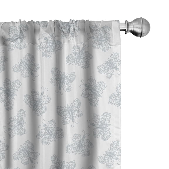 Ambesonne Butterfly Curtains, Sketch Wings of Spring, Pair of 28"x84", Pale Cadet Blue and White