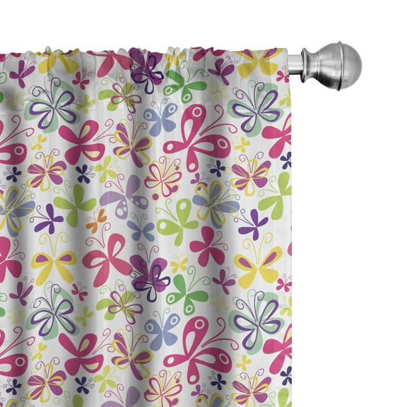 Ambesonne Butterfly Curtains, Spring Inspired Fauna, Pair of 28"x63", Multicolor