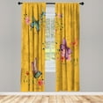 thumbnail image 1 of Ambesonne Butterfly Curtains, Springtime Moths Dancing, Pair of 28"x63", Earth Yellow, 1 of 2