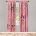 thumbnail image 1 of Ambesonne Butterfly Curtains, Springtime Moths Dancing, Pair of 28"x63", Pale Pink, 1 of 2