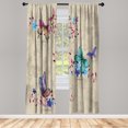 thumbnail image 1 of Ambesonne Butterfly Curtains, Springtime Moths Dancing, Pair of 28"x84", Ecru Violet, 1 of 2