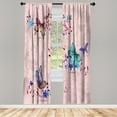 thumbnail image 1 of Ambesonne Butterfly Curtains, Springtime Moths Dancing, Pair of 28"x84", Rose Seafoam, 1 of 2
