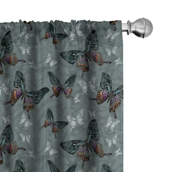 Ambesonne Butterfly Curtains, Vintage Elements, Pair of 28"x95", Multicolor
