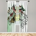 thumbnail image 1 of Ambesonne Butterfly Curtains, Vintage Monarch Damask, Pair of 28"x63", Seafoam Blush, 1 of 2