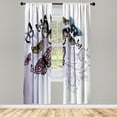 thumbnail image 1 of Ambesonne Butterfly Curtains, Vintage Monarch Damask, Pair of 28"x63", Taupe Black, 1 of 2