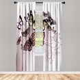thumbnail image 1 of Ambesonne Butterfly Curtains, Vintage Monarch Damask, Pair of 28"x84", Pale Salmon, 1 of 2