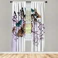 thumbnail image 1 of Ambesonne Butterfly Curtains, Vintage Monarch Damask, Pair of 28"x84", Plum White, 1 of 2