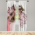 thumbnail image 1 of Ambesonne Butterfly Curtains, Vintage Monarch Damask, Pair of 28"x95", Purple Grey, 1 of 2