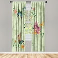 thumbnail image 1 of Ambesonne Butterfly Curtains, Vintage Springtime Moths, Pair of 28"x95", Pastel Green, 1 of 2
