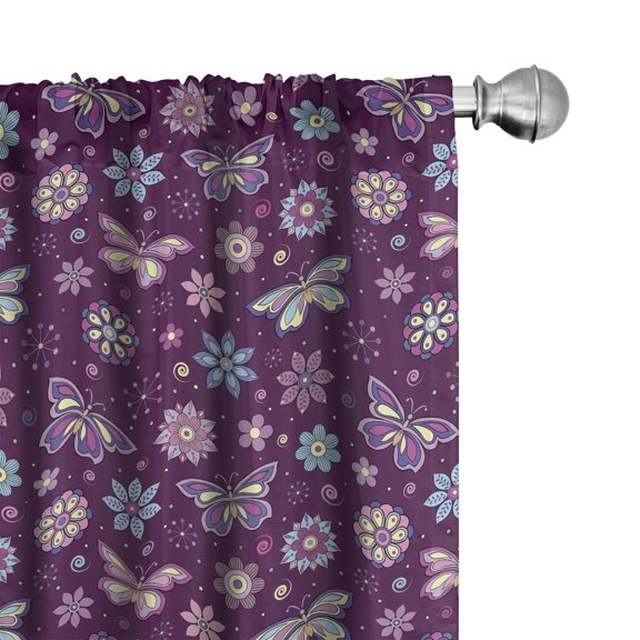 Ambesonne Butterfly Curtains, Vortex Shapes Design, Pair of 28"x84", Multicolor