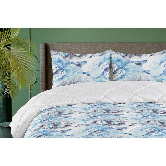 Ambesonne Butterfly Down Alternative Quilt Comforter, Dreamy Wings of Spring, Twin XL, Purpleblue Soft Blue