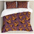 thumbnail image 1 of Ambesonne Butterfly Duvet Cover Set, Insect with Dotted Wings, 2-Calking, Pale Eggplant Multicolor, 1 of 6