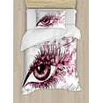 thumbnail image 1 of Ambesonne Butterfly Duvet Cover Sets, Woman Eyelashes, 2-Twin, Pale Pink Purple, 1 of 4