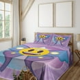thumbnail image 1 of Ambesonne Butterfly Emoji Fitted & Top Sheet Set with Sham, Dreamy Wings Funny, Lilac Blue and Mustard, 1 of 5