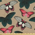 thumbnail image 1 of Ambesonne Butterfly Fabric by the Yard Upholstery, Butterflies Dream Pattern, 10 Yards, Ecru Coral and Dark Teal, 1 of 1