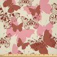 thumbnail image 1 of Ambesonne Butterfly Fabric by the Yard Microfiber, Fly Silhouettes Art, 1 Yard, Cream Pale Pink and Cinnamon, 1 of 1