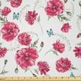 thumbnail image 1 of Ambesonne Butterfly Fabric by the Yard Microfiber, Poppy Flora Blossoms, 10 Yards, Pink Reseda Green Blue, 1 of 2
